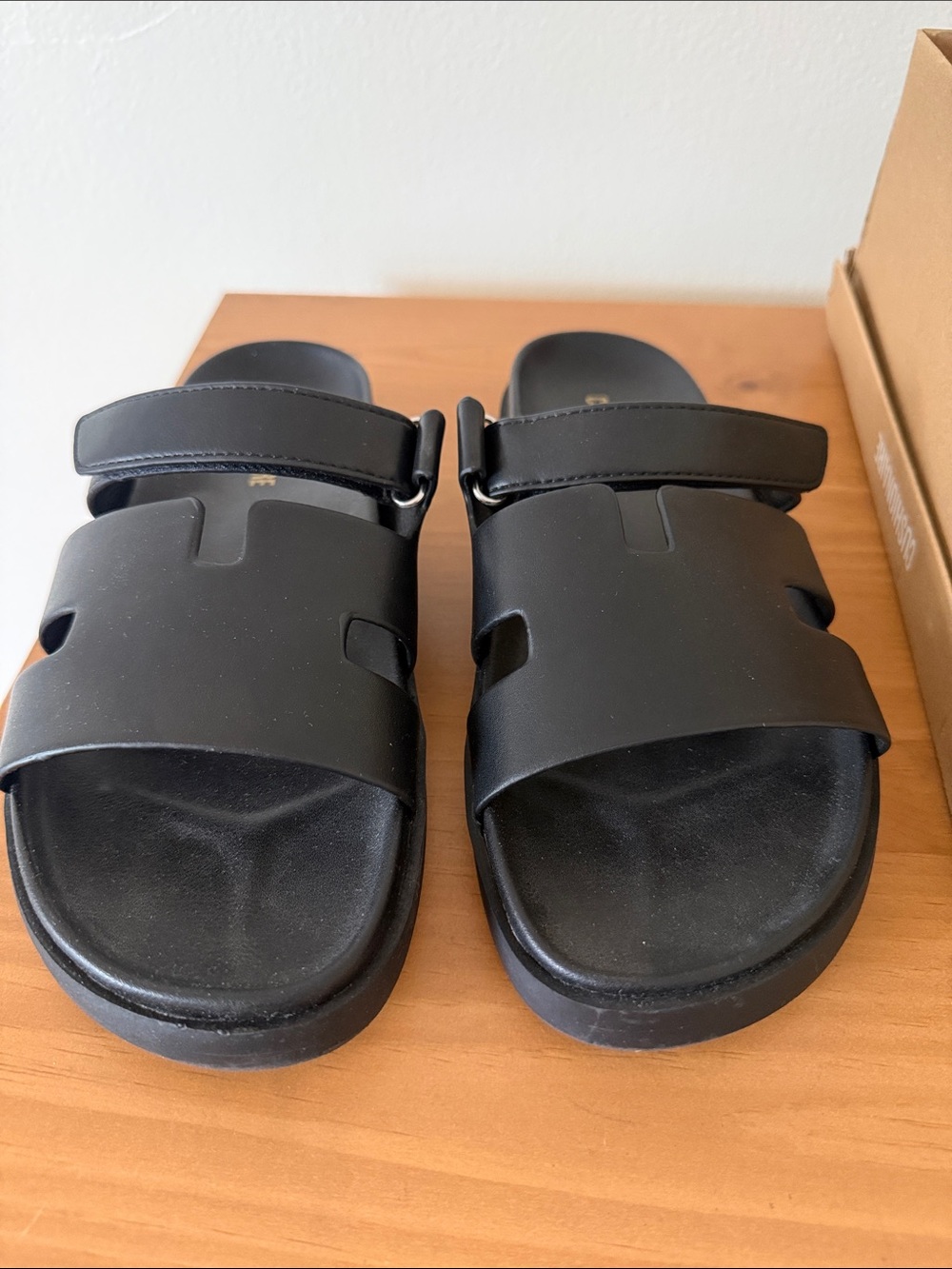 Men's Black Adjustable Strap Slide Sandals